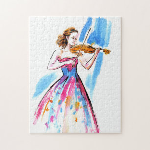 Girl playing the violin jigsaw puzzle