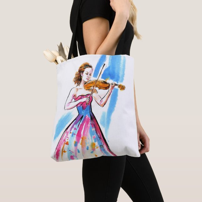 Girl playing the violin tote bag (Close Up)