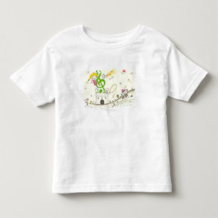 Girl playing with musical notes on house toddler t-shirt