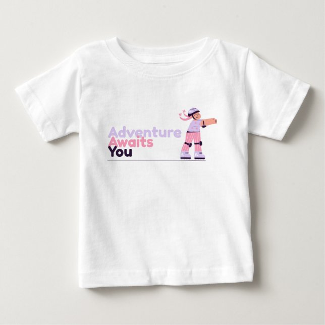 Girl Playing with Skates Pink Baby T-Shirt (Front)