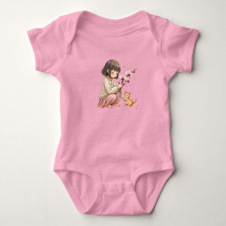 Girl playing with the Cat Baby Bodysuit