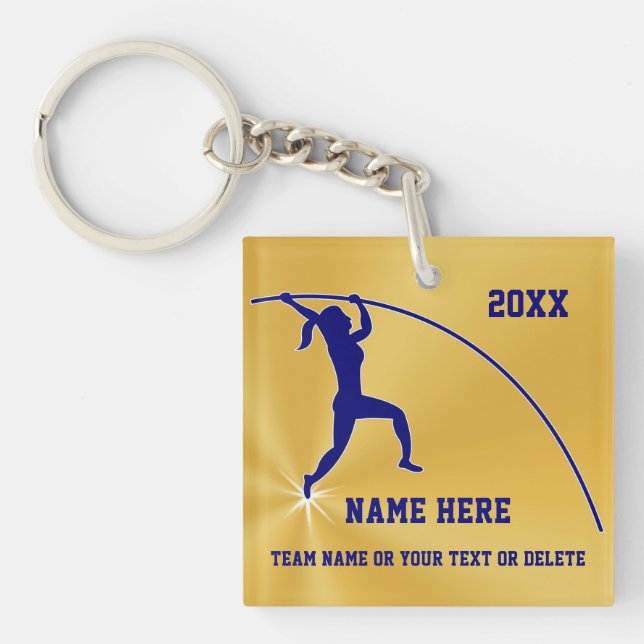 Girl Pole Vault Gift Ideas Personalized 3 Text Box Keychain (Front)