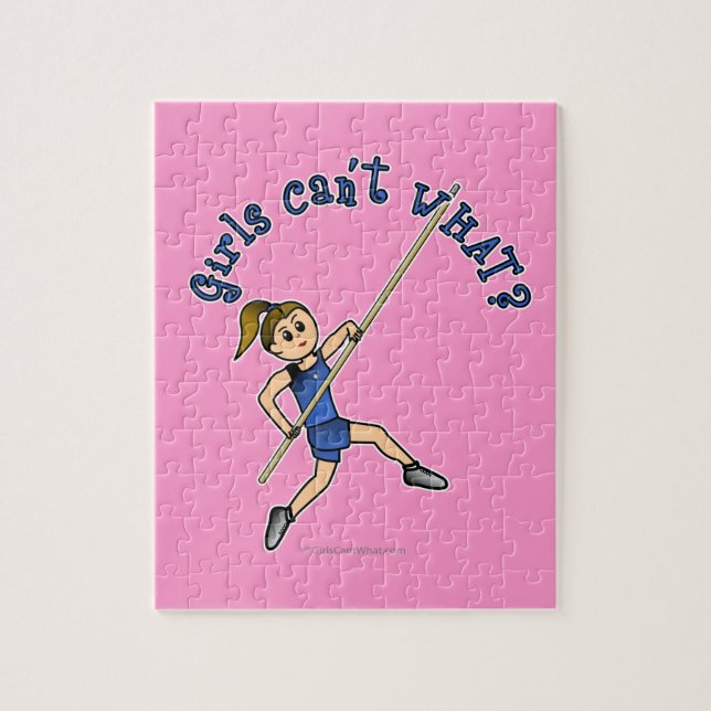 Girl Pole Vaulting - Blue (Light) Jigsaw Puzzle (Vertical)