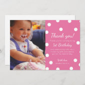 Girl polka dotted birthday thank you card (Front/Back)