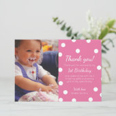 Girl polka dotted birthday thank you card (Standing Front)