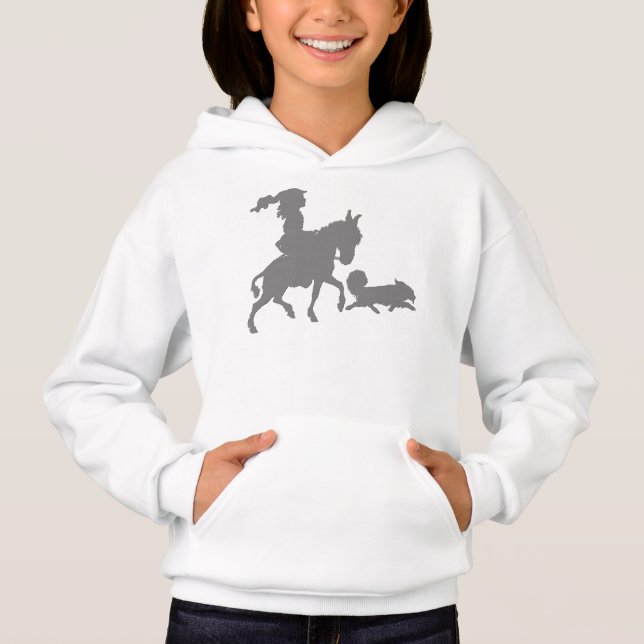 Girl Pony Horse Puppy Dog Silhouette Hoodie (Front)