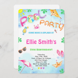 Girl Pool Birthday Invitation