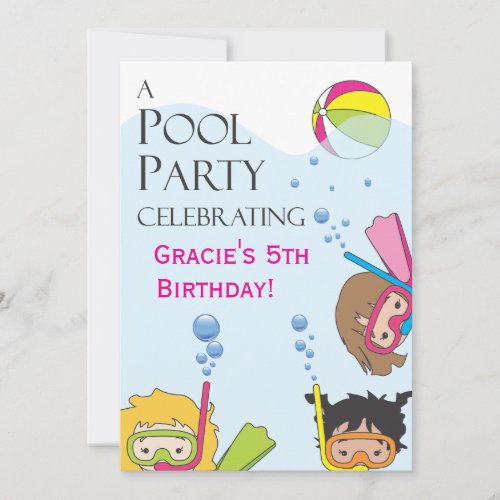 Girl Pool Birthday Party Invitation
