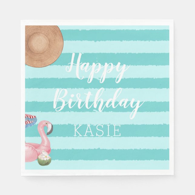 Girl Pool Birthday Party Napkins (Front)