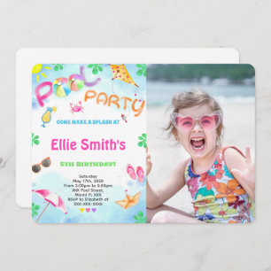 Girl Pool Birthday Photo Invitation