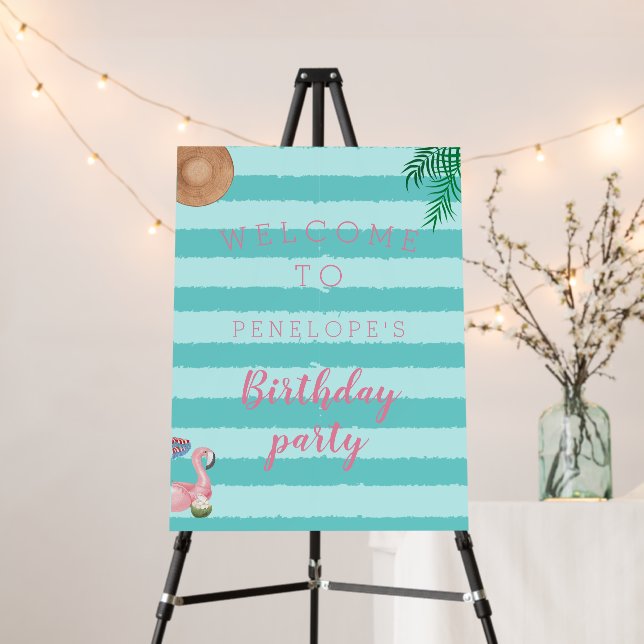 Girl Pool Birthday Welcome Party  Foam Board (In Situ (Stand))