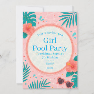 Girl Pool Party Birthday Invitation