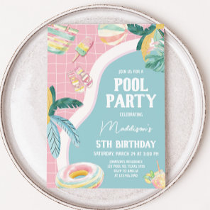 Girl Pool Party Birthday Party Invitation
