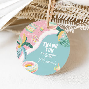 Girl Pool Party Birthday Party Round Favor Tags