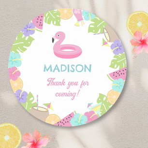 Girl Pool party  Classic Round Sticker