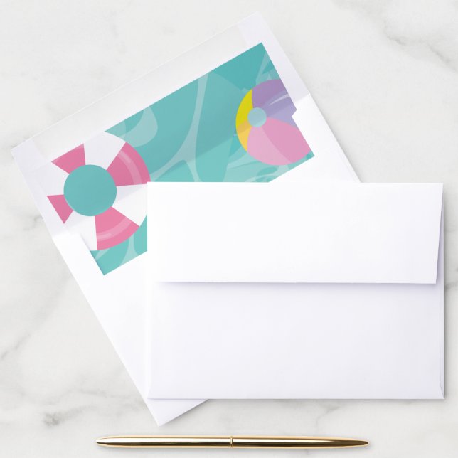 Girl Pool Party floats Invite Envelope Liner (Desk)
