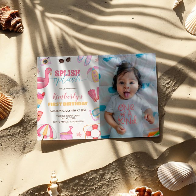 Girl Pool Party Invite, Splish Splash Photo Invitation (Creator Uploaded)