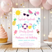 Girl Pool Party Summer Birthday Invitation