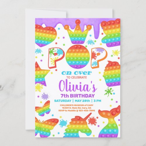 Girl popit birthday party invitation Slime Invit Invitation