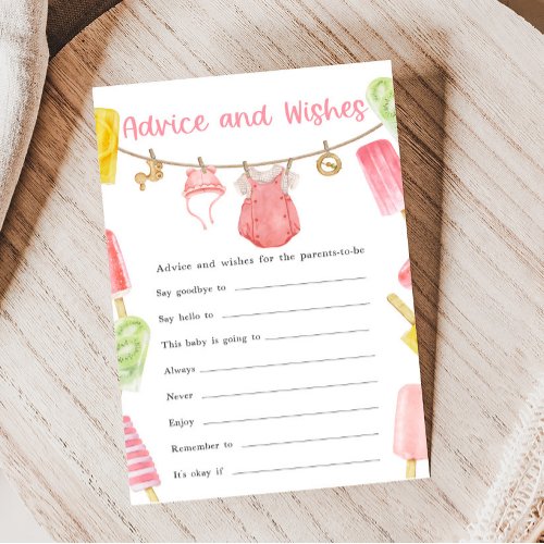 Girl Popsicle Baby Shower Advice and Wishes Game