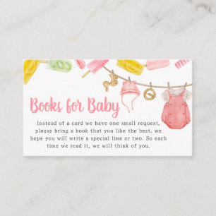 Girl Popsicle Baby Shower Books for Baby Enclosure Card