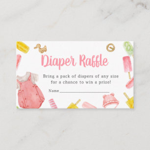 Girl Popsicle Baby Shower Diaper Raffle Enclosure Card