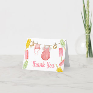 Girl Popsicle Baby Shower Letterpress Thank You Card