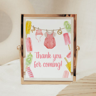Girl Popsicle Baby Shower Thank you Card Poster