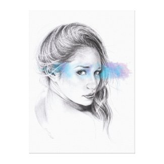Girl portrait pencil drawing art canvas print
