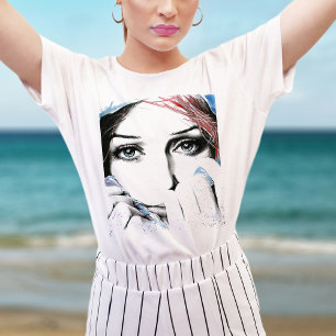 Girl portrait Pretty eyes Watercolor painting art T-Shirt