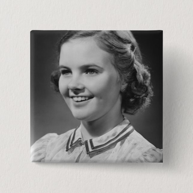 Girl Posing in Studio Button (Front)