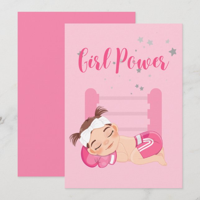 Girl power baby Announcement Card (Front/Back)