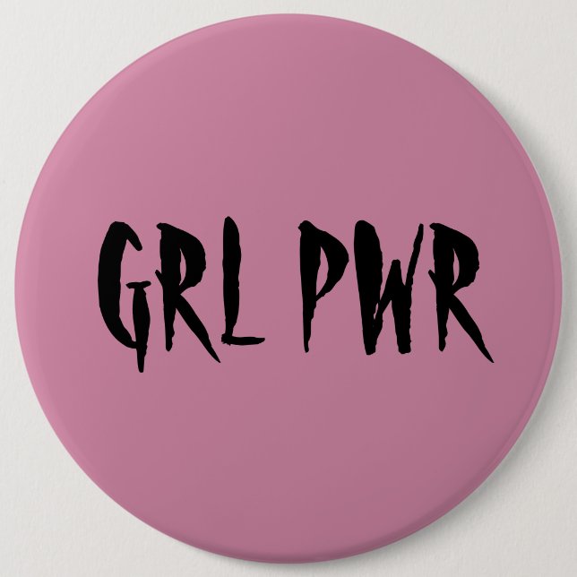 Girl Power Badge Pink Pinback Button (Front)