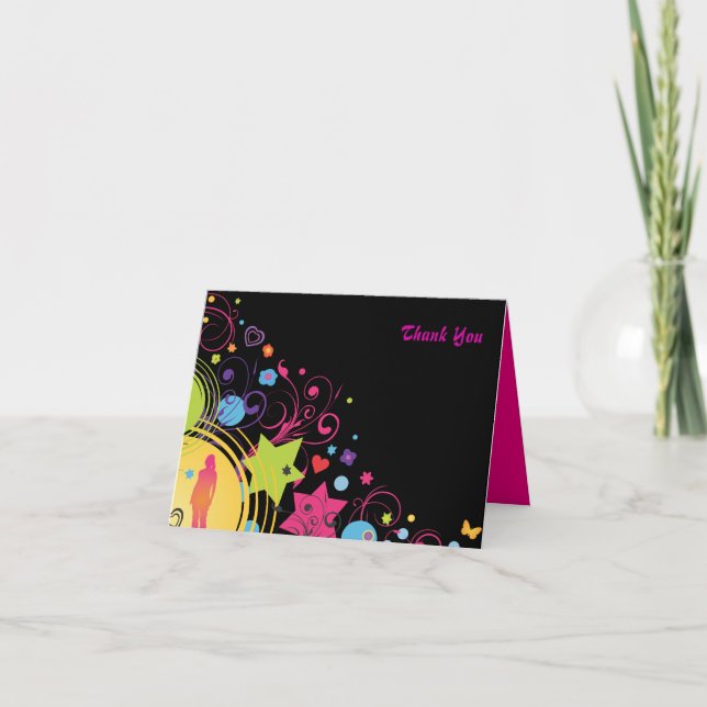 Girl Power Bat Mitzvah Thank You Card (Front)