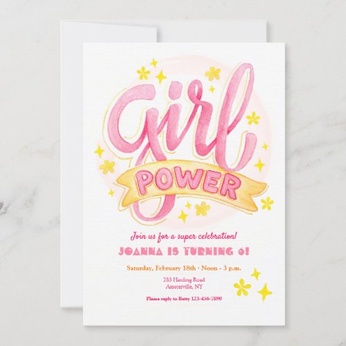 Girl Power Birthday Party Invitation