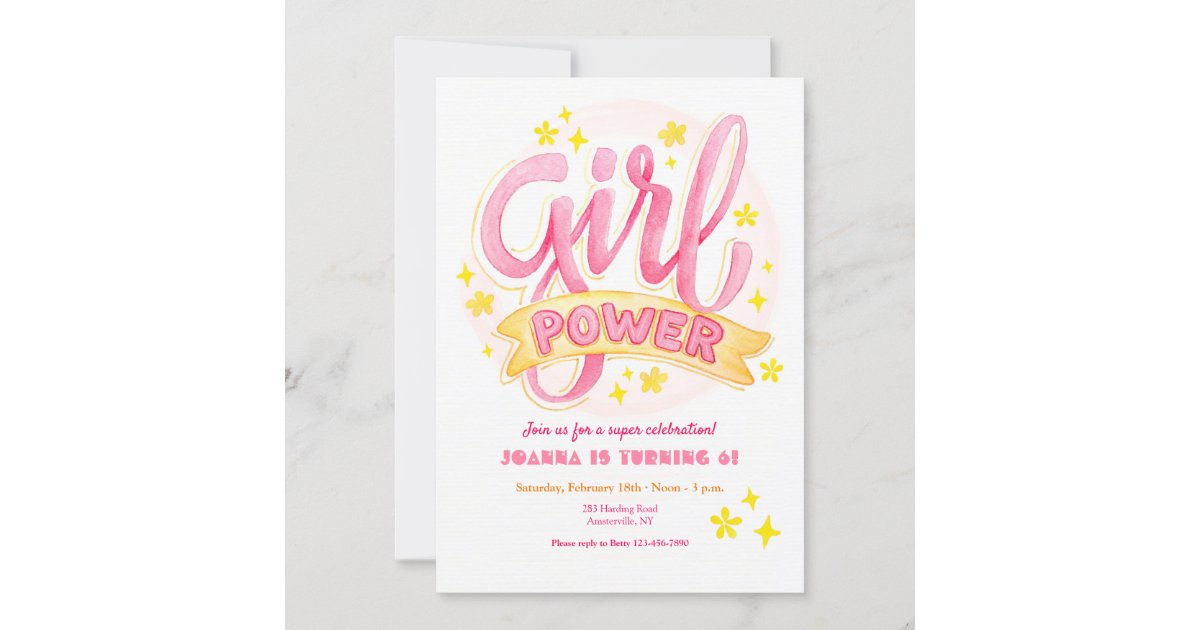 Girl Power Birthday Party Invitation | Zazzle