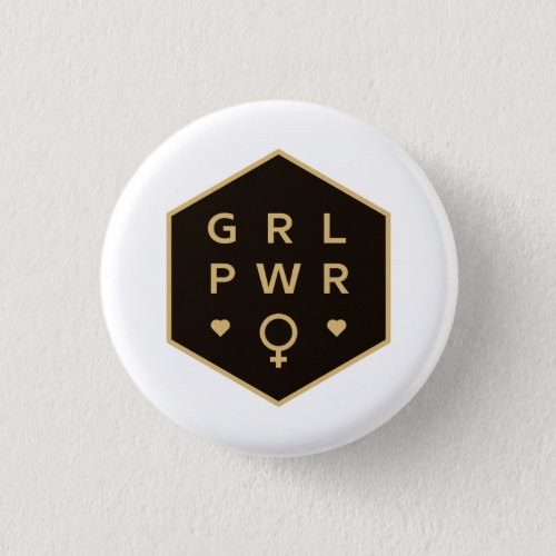 Girl Power  Black Colorful Graphic Design Button