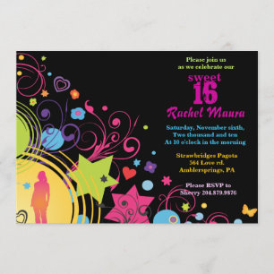 Girl Power Bright Sweet Sixteen 16 Invitation
