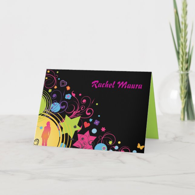 Girl Power Bright Sweet Sixteen 16 Thank You Card (Front)