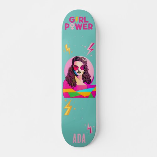 Girl Power Colourful Personalised Skateboard