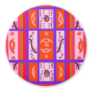 Girl Power Curvy Plaid ceramic drawer knob