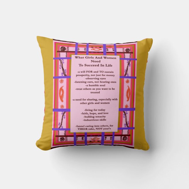 Girl Power Curvy Plaid Girls Women Success pillow (Front)