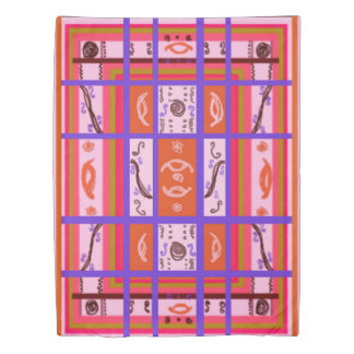 Girl Power Curvy Plaid in Pinks Duvet Cover