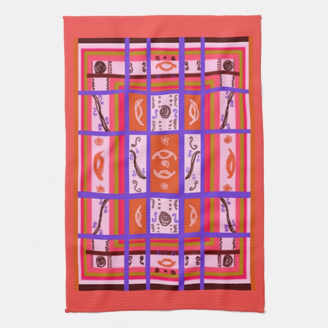 girl power curvy plaid kitchen towel (Vertical)