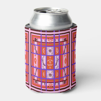 girl power curvy plaid pink can cooler