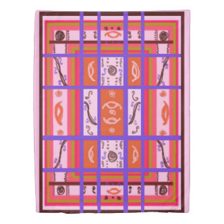 girl power curvy plaid pink duvet cover