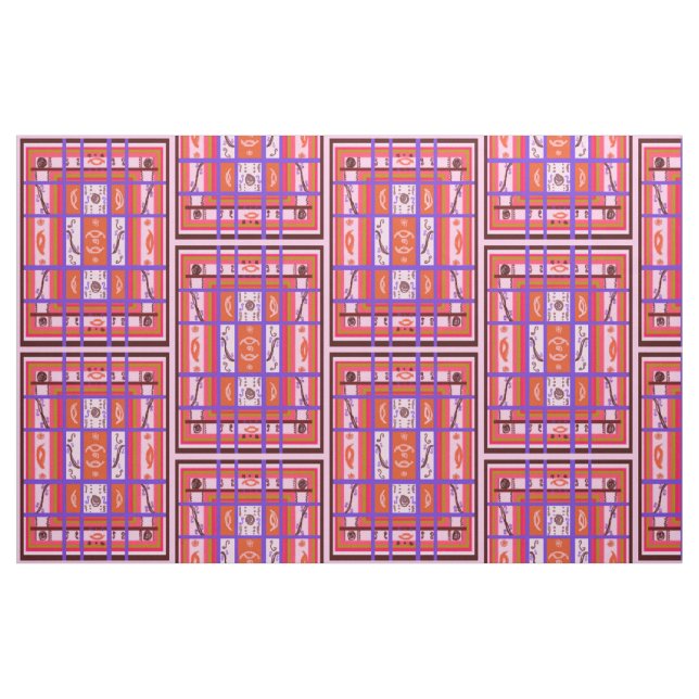 girl power curvy plaid pink fabric (Yard)