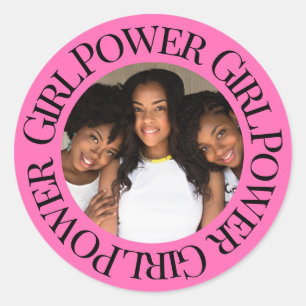 Girl Power Customized Classic Round Sticker