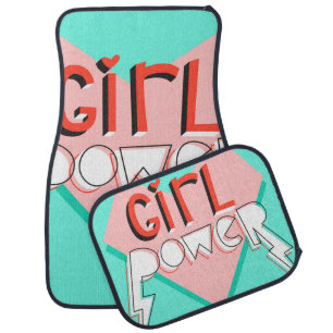 Girl Power: Cute Graphic Slogan Car Floor Mat