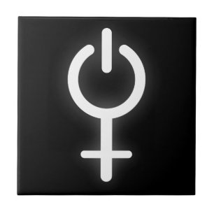 Girl Power Electronic Symbol for Gamer Female Sign Ceramic Tile
